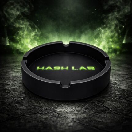 Cendrier Silicone Hash Lab 83 mm 🟢 | Haute Résistance & Design Signature Noir & Vert