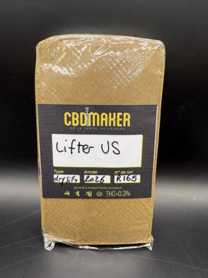LIFTER US Drysift CBD premium importé de Californie, résine 120 microns aux arômes fruités intenses et texture sèche haut de gamme.